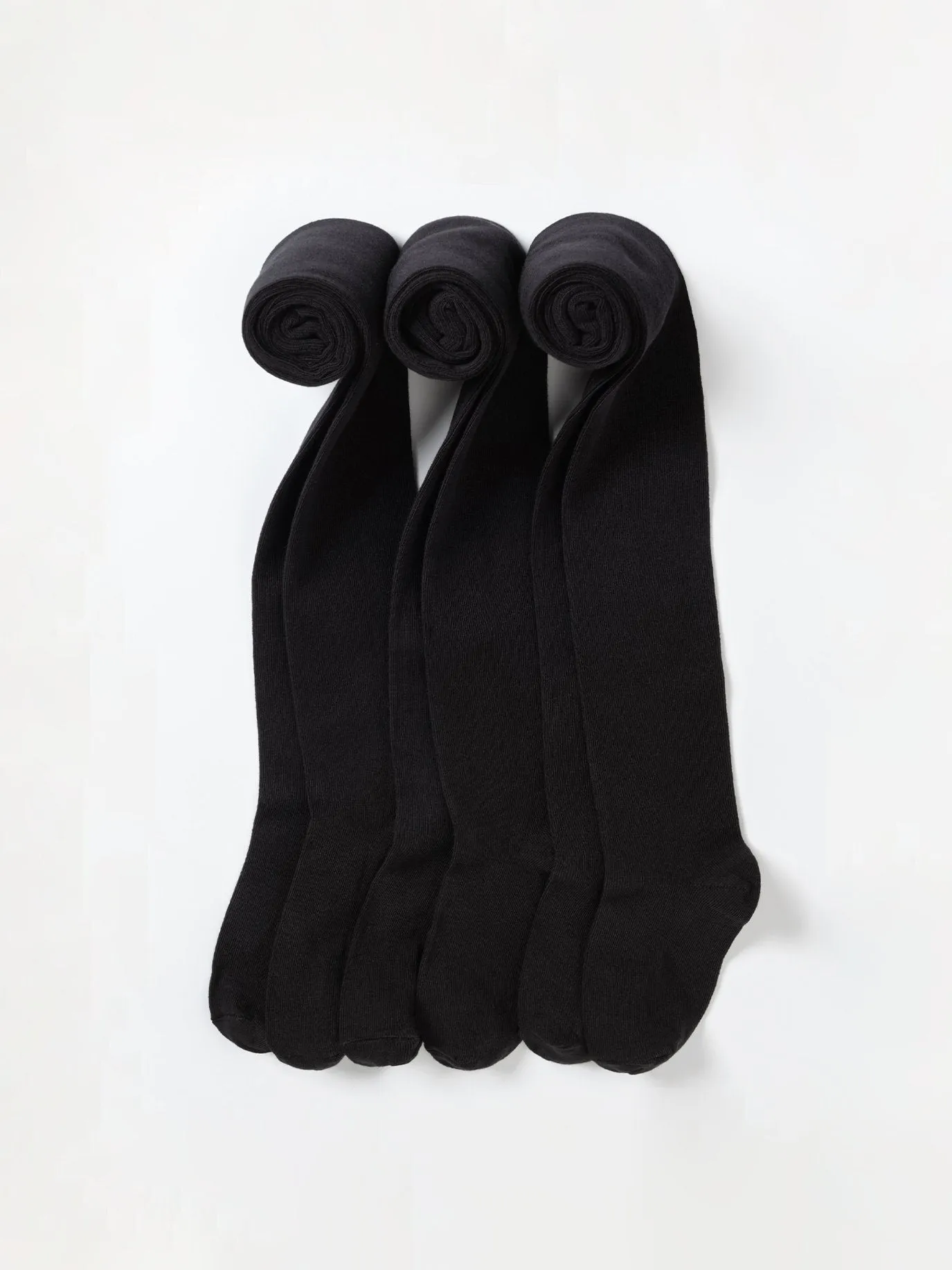 3 Pack Black Kids Tights - Plain