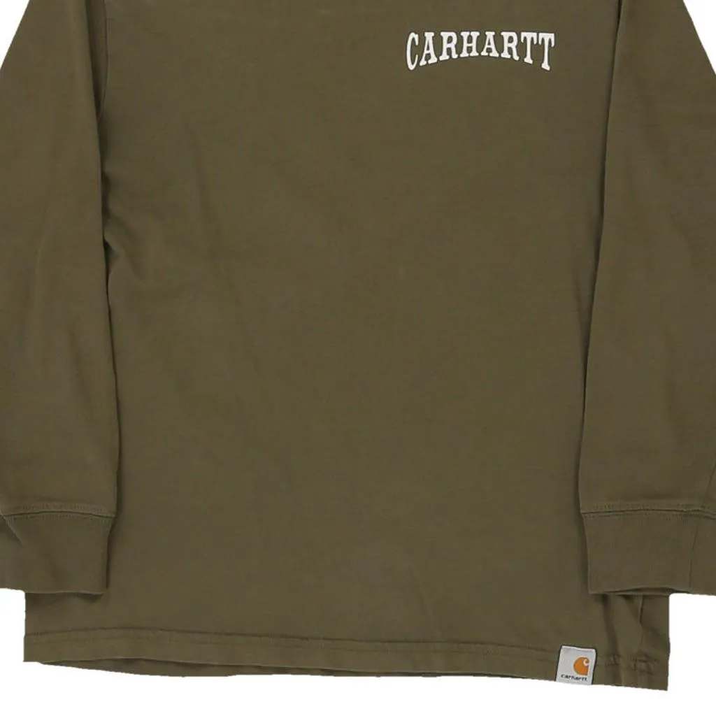 Age8-10 Carhartt Graphic Long Sleeve T-Shirt - Small Green Cotton
