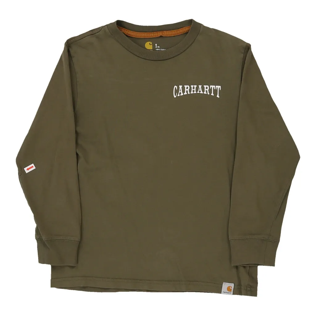 Age8-10 Carhartt Graphic Long Sleeve T-Shirt - Small Green Cotton