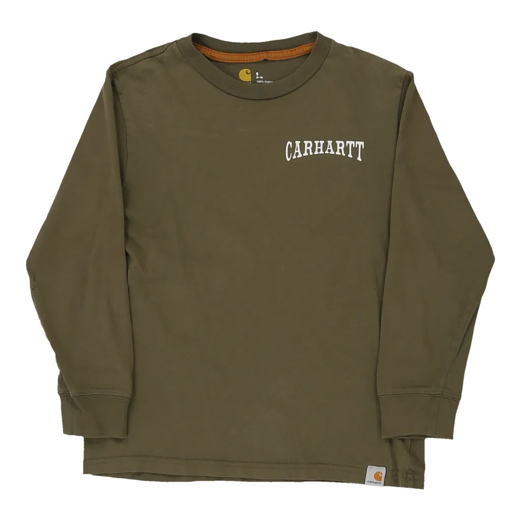 Age8-10 Carhartt Graphic Long Sleeve T-Shirt - Small Green Cotton