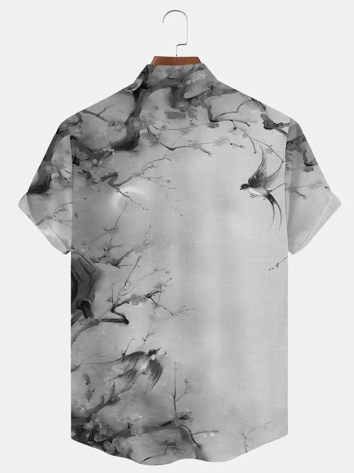Alohadaddy Plant Peach Blossom Button Pocket Casual Short Sleeve Shirt