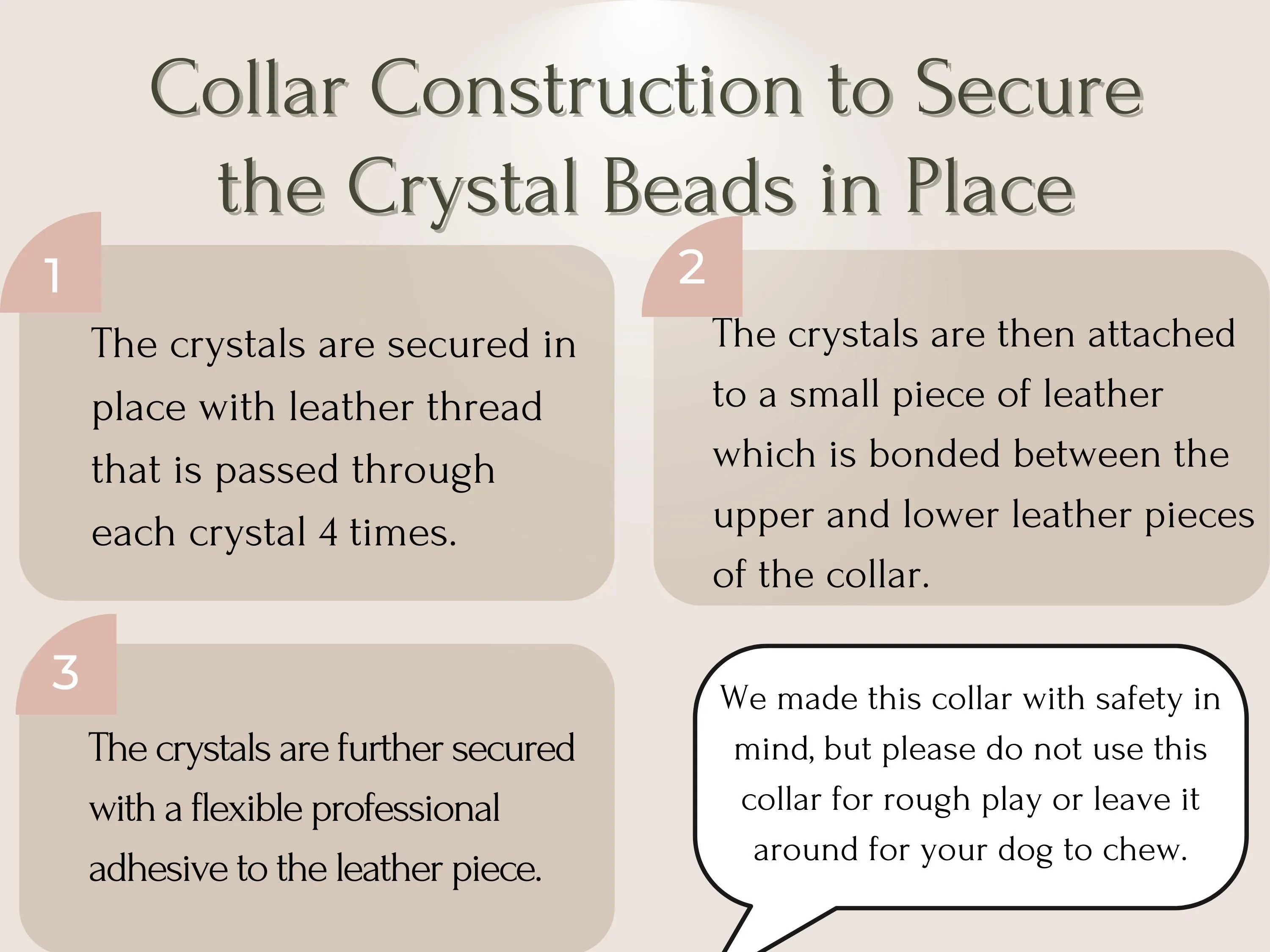 Arthritis & Pain Support - Healing Crystal Collar - Brown Vachetta w/ White Stitching PA102