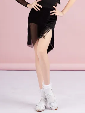 Autumn/Winter Latin Dance Practice Bottoms Pleated Fringed Skirt