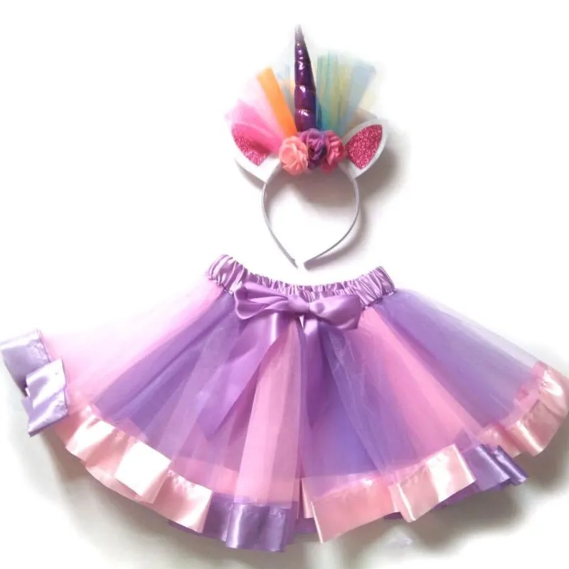 Ava- Colorful Tutu with Unicorn Headband