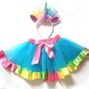 Ava- Colorful Tutu with Unicorn Headband
