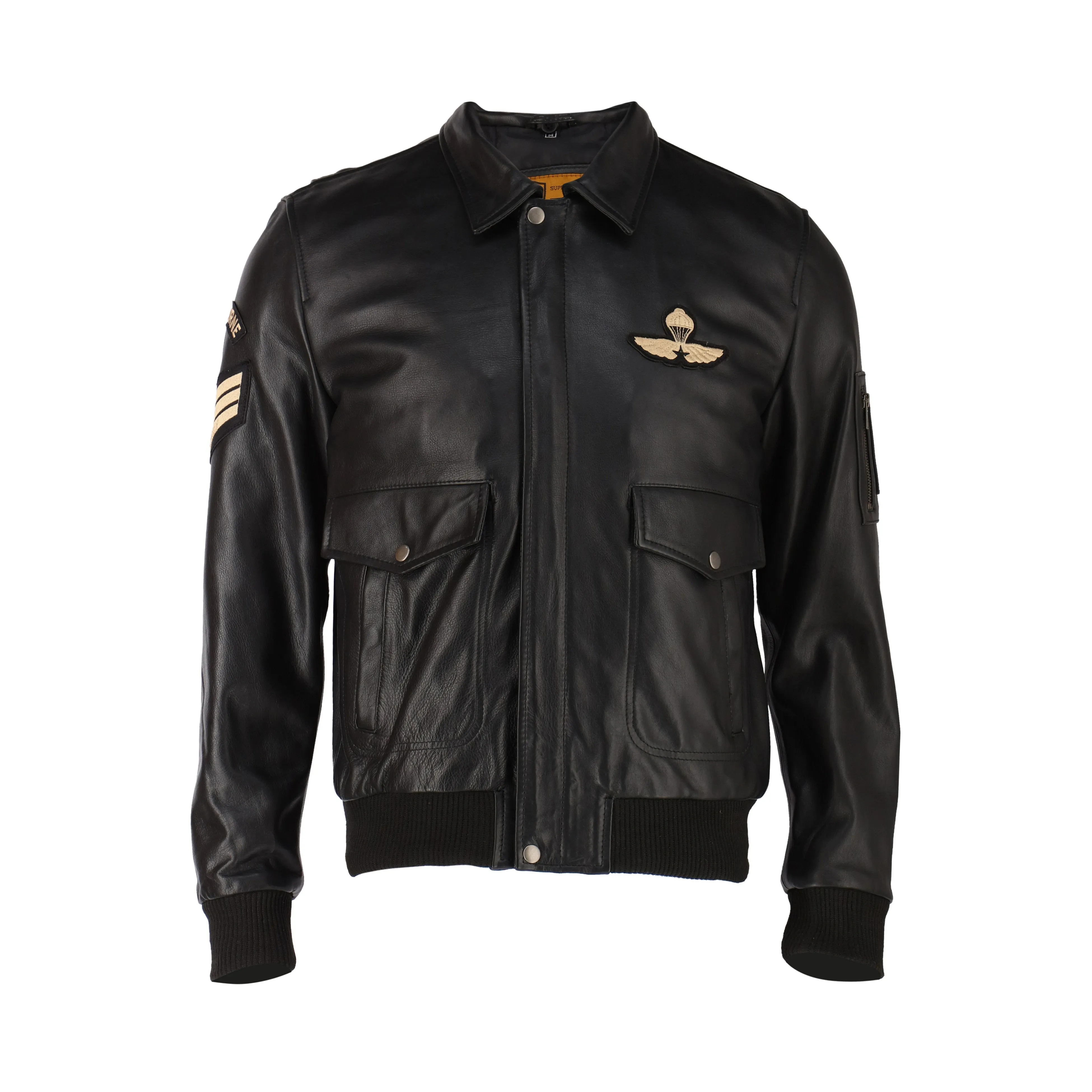 Aviator Bomber Fur Collar Leather Jacket