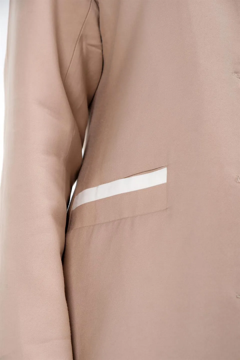Beige Pleated Skirt Set