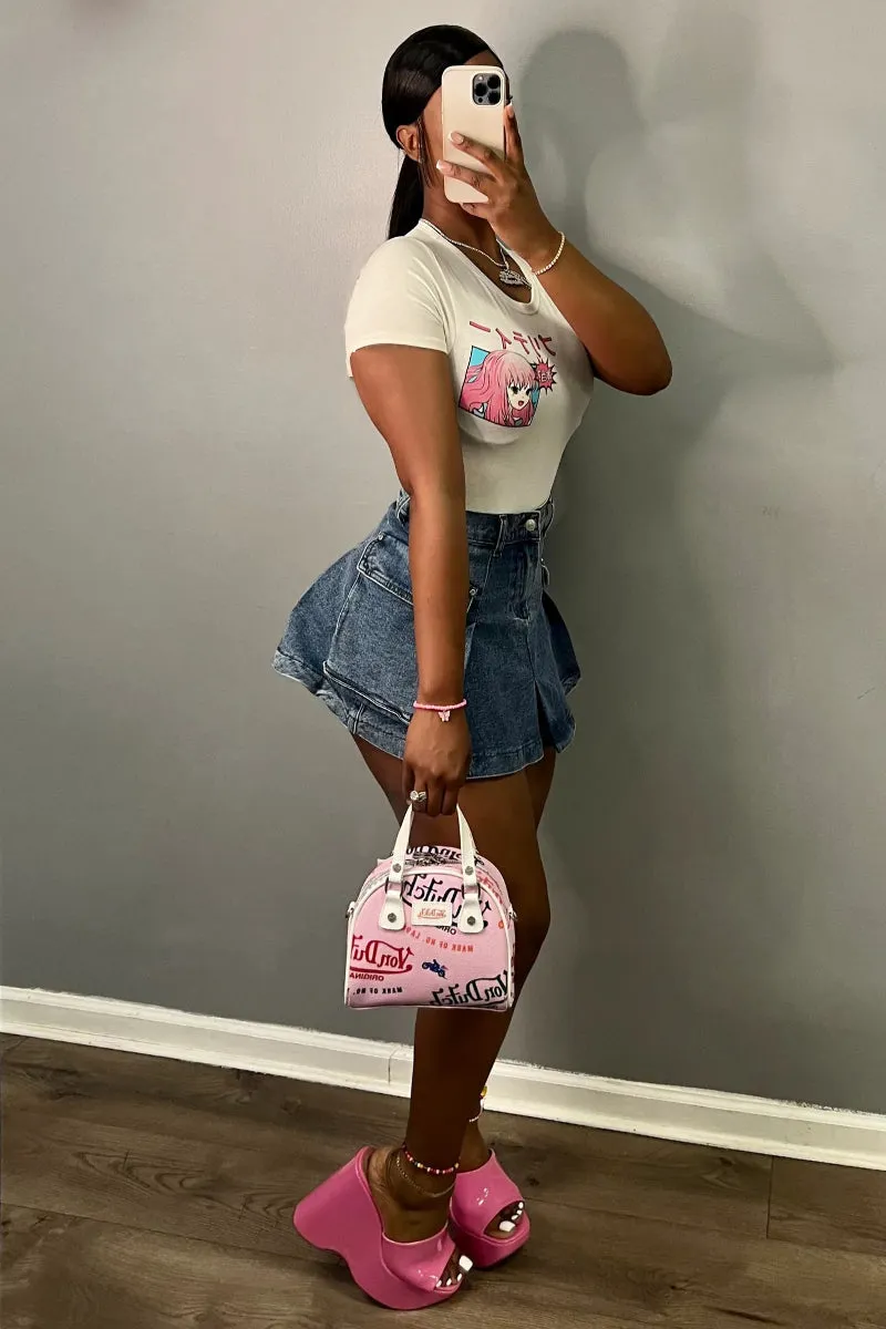 BF608 Denim High Waisted Mini Skirt