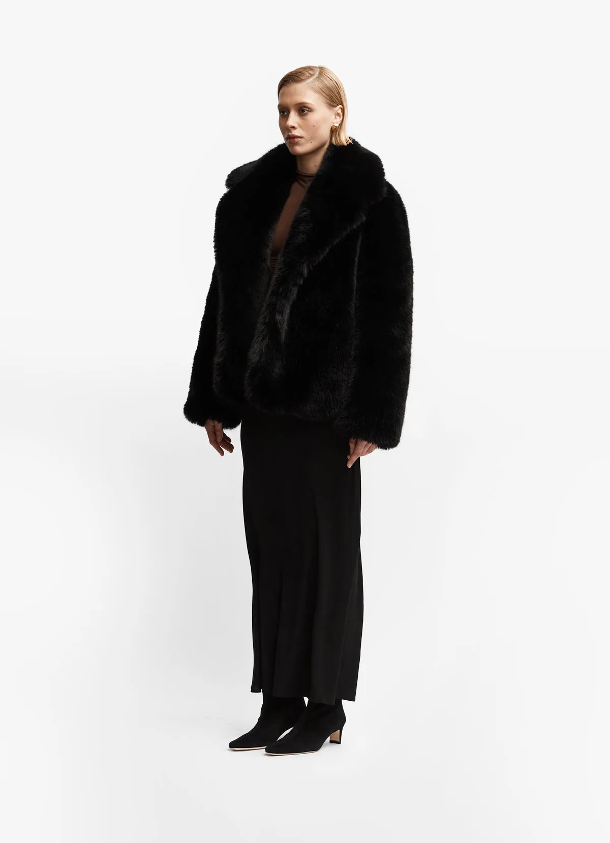 Black Faux Fur Coat