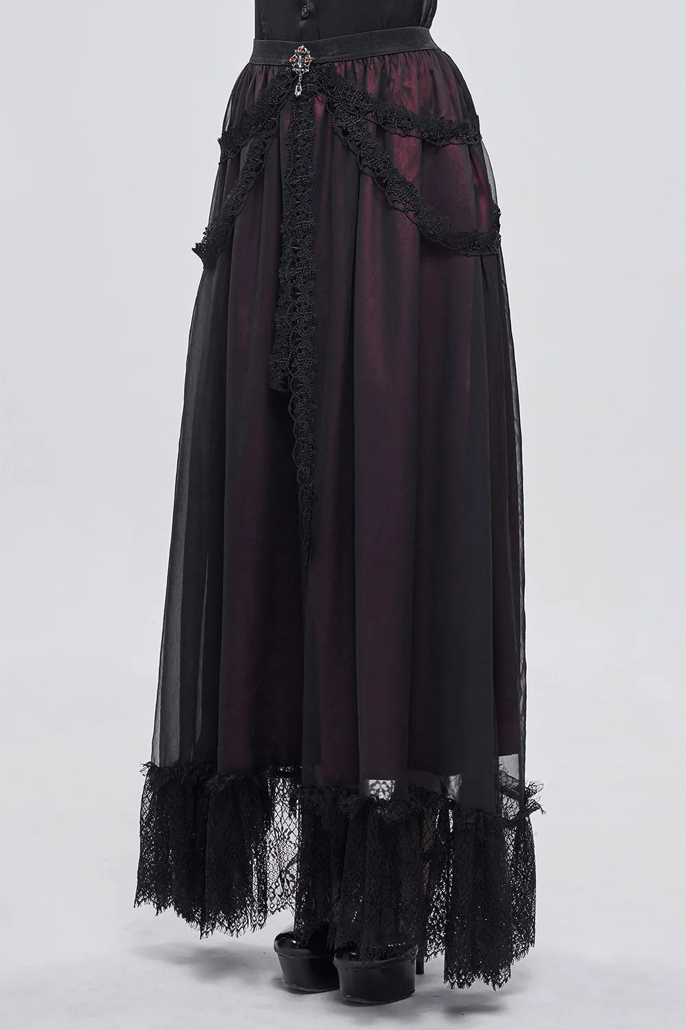 Blooddrop Layered Lace Maxi Skirt