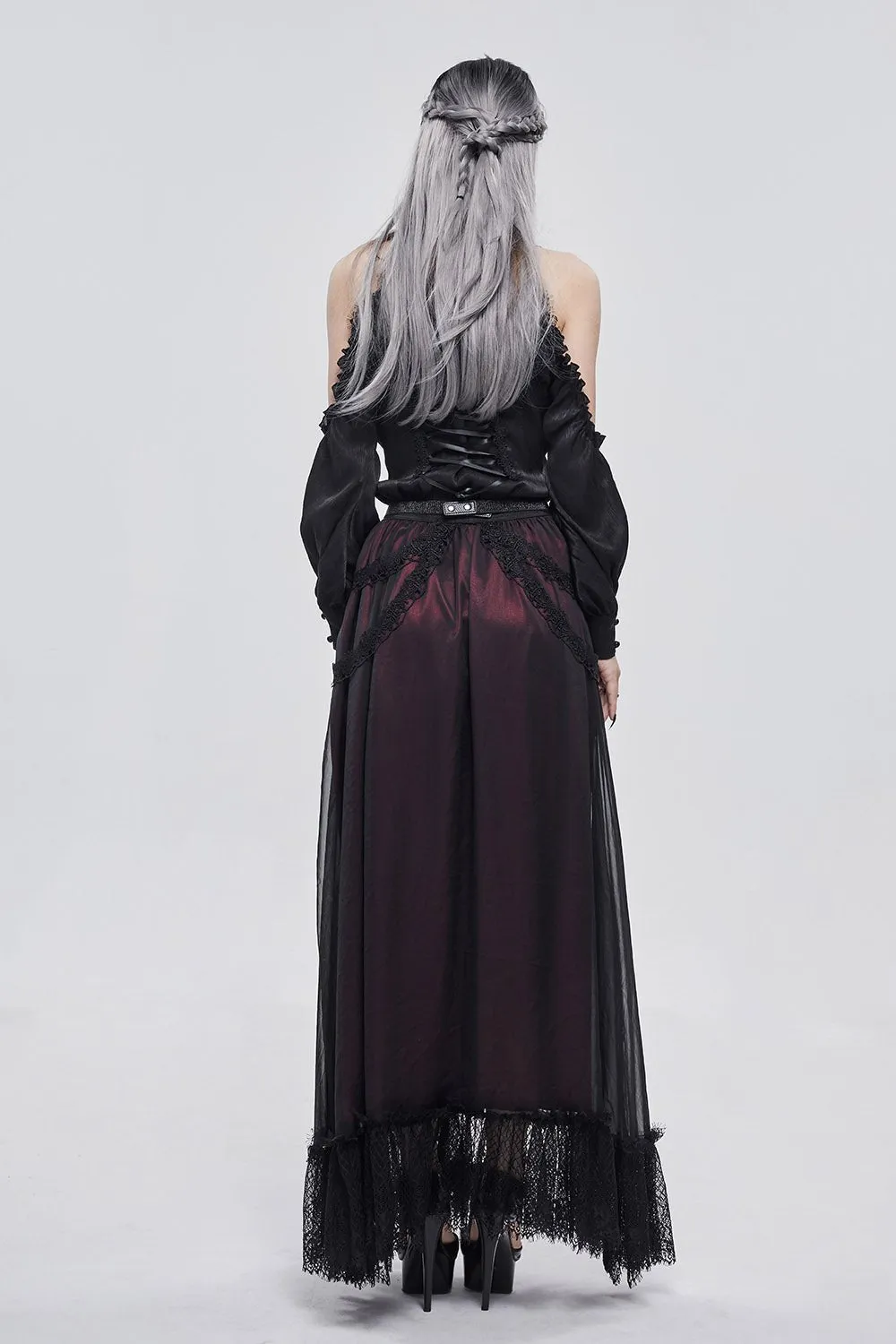 Blooddrop Layered Lace Maxi Skirt