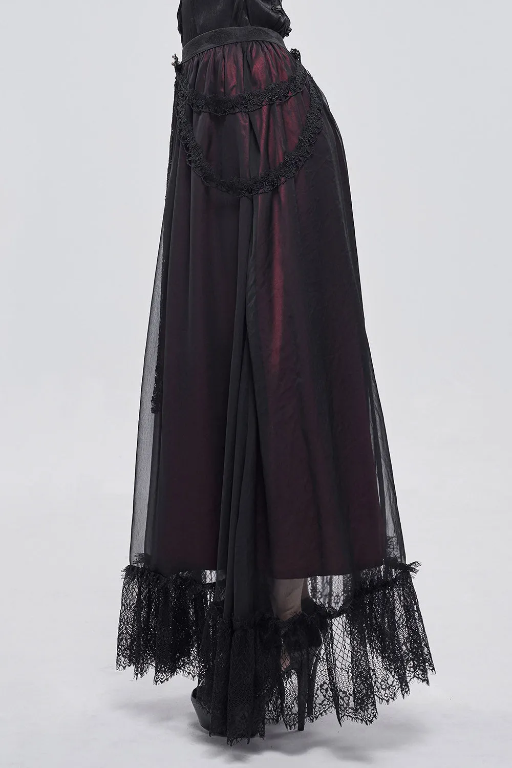 Blooddrop Layered Lace Maxi Skirt