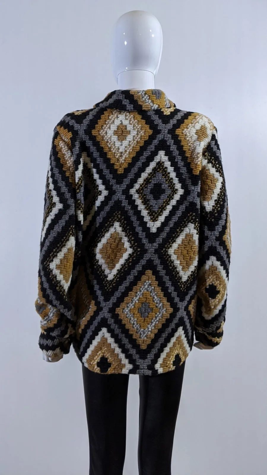 Brown Wool Blend Aztec Print Button Up Shacket