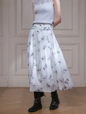 Butterfly Transparent New Chinese Style Pleated Skirt