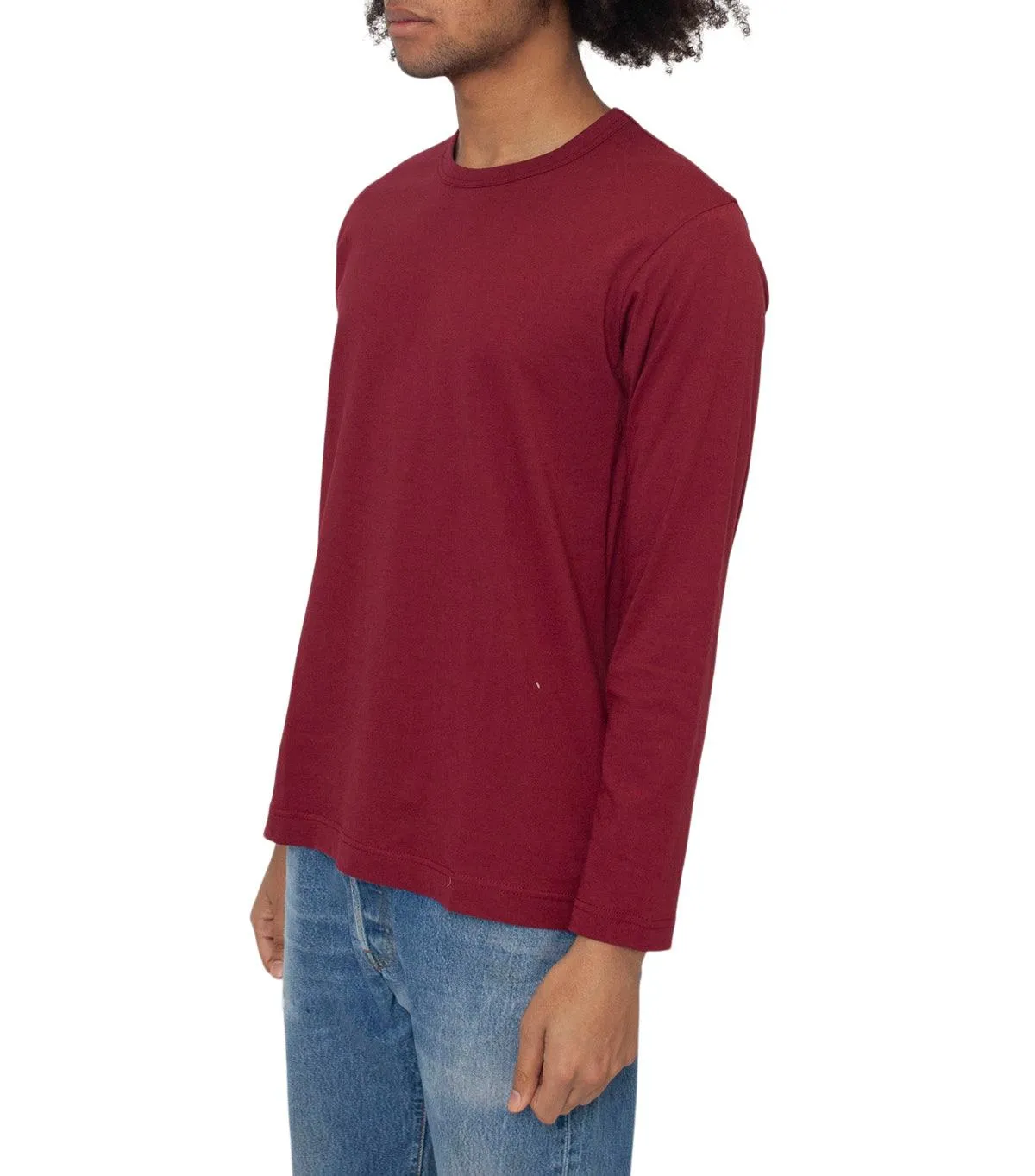 CdG SHIRT Rear Logo Long Sleeve T-Shirt Burgundy