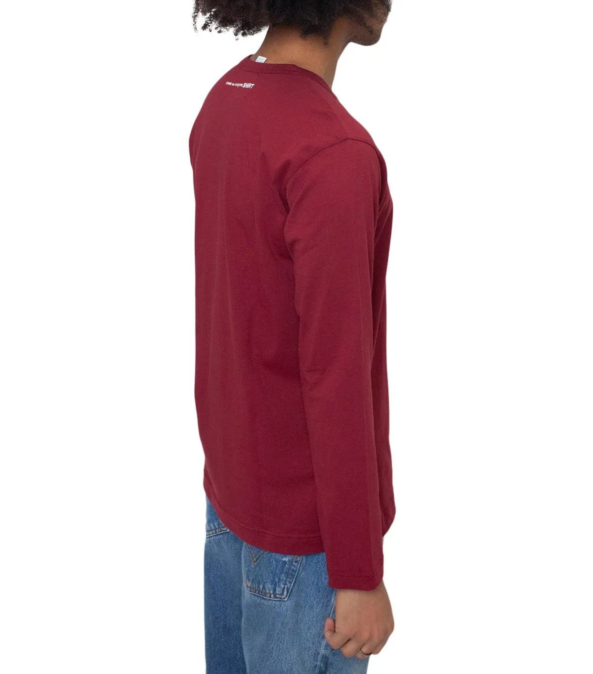 CdG SHIRT Rear Logo Long Sleeve T-Shirt Burgundy