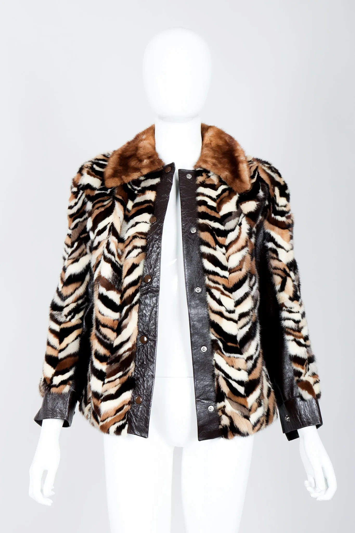Chevron Mink Fur Jacket