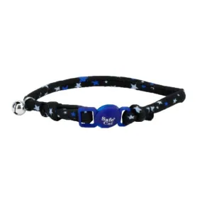 Coastal Safe Cat Round Fashion Collar Black Stars Cat 1pc 3/8x8-12in
