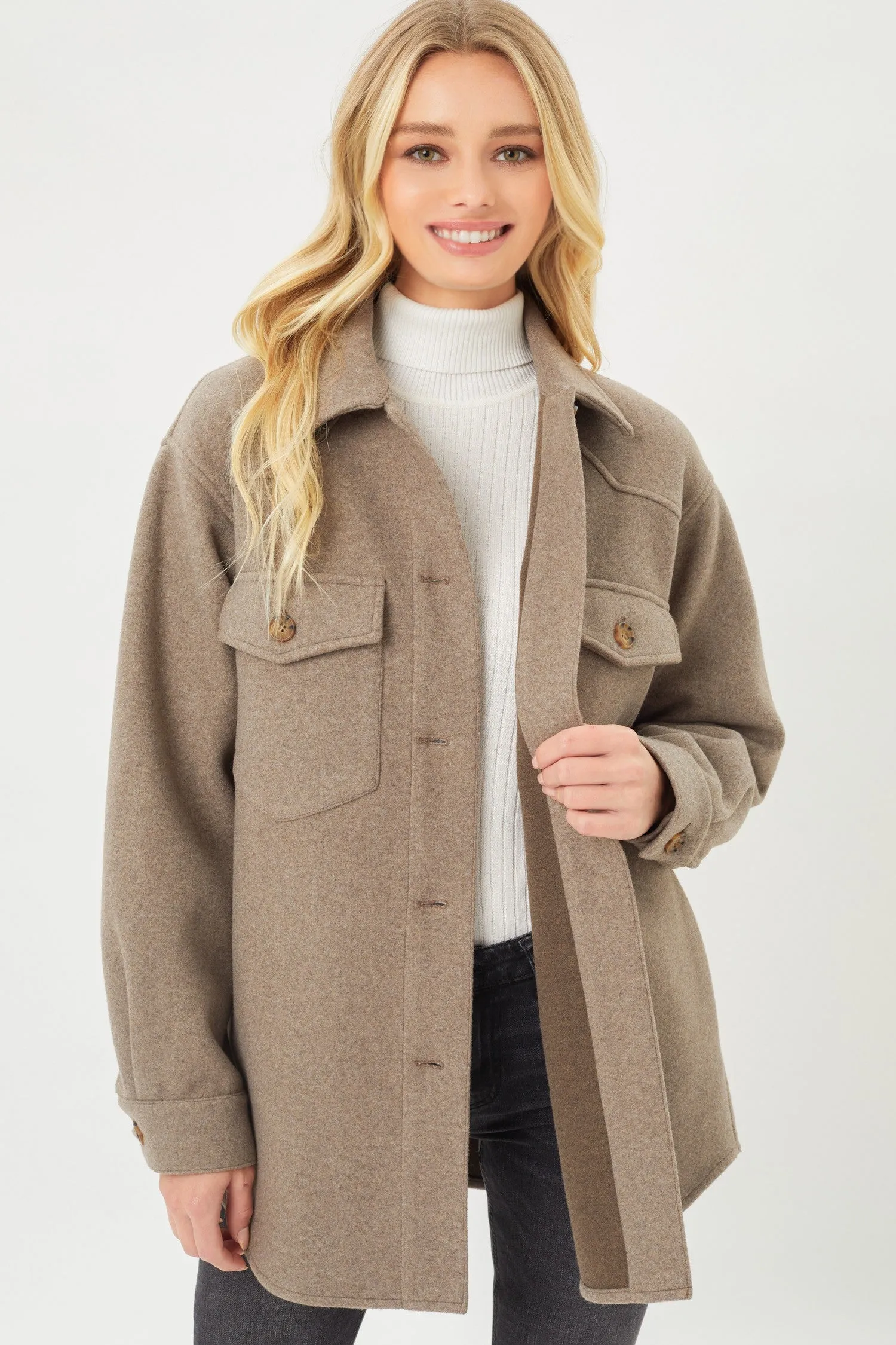 Coco Brown Oversized Fleece Shacket