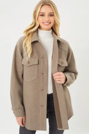 Coco Brown Oversized Fleece Shacket