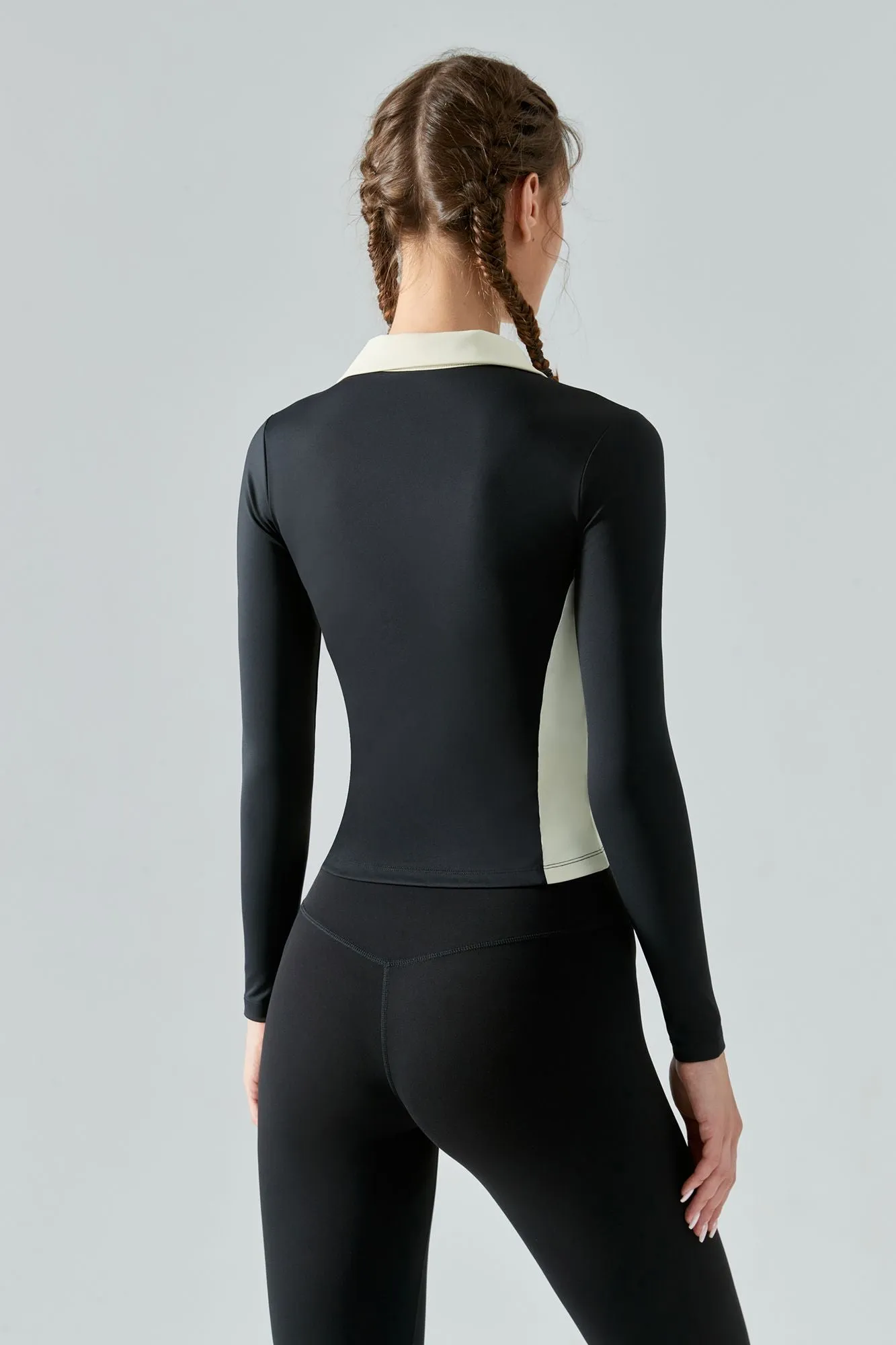 Color-Block Long Sleeve Polo Shirt
