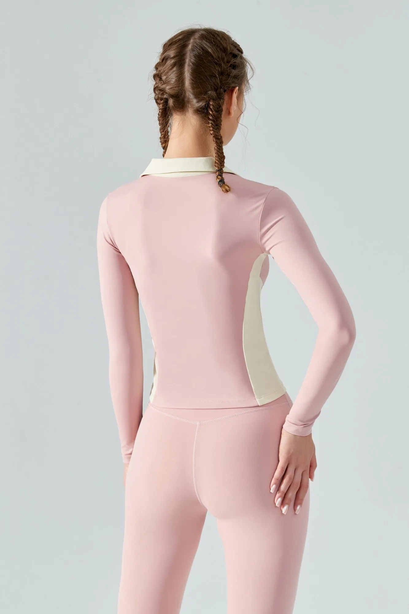 Color-Block Long Sleeve Polo Shirt