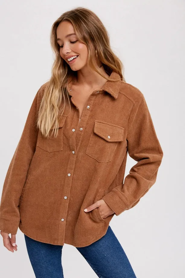 Corduroy Button Up Shacket- Season Opener