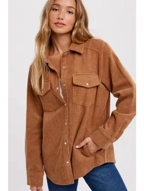 Corduroy Button Up Shacket- Season Opener