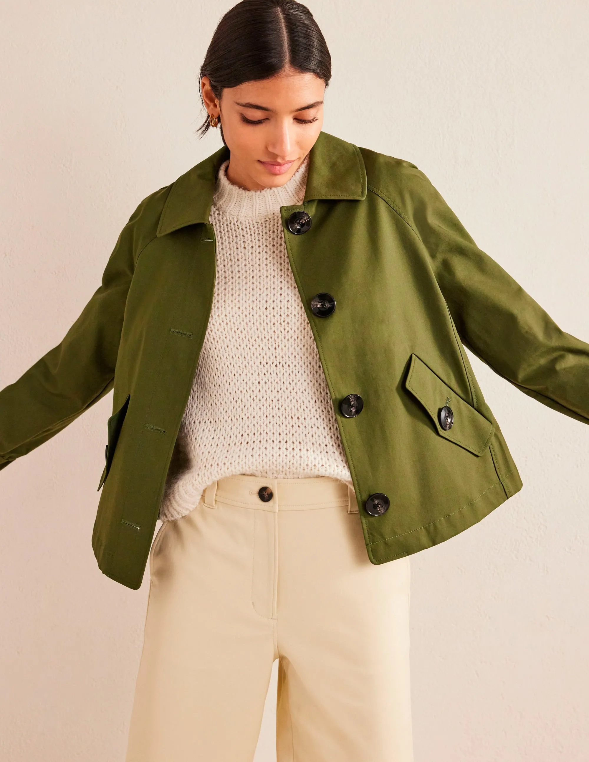 Cotton Trench Jacket-Yew