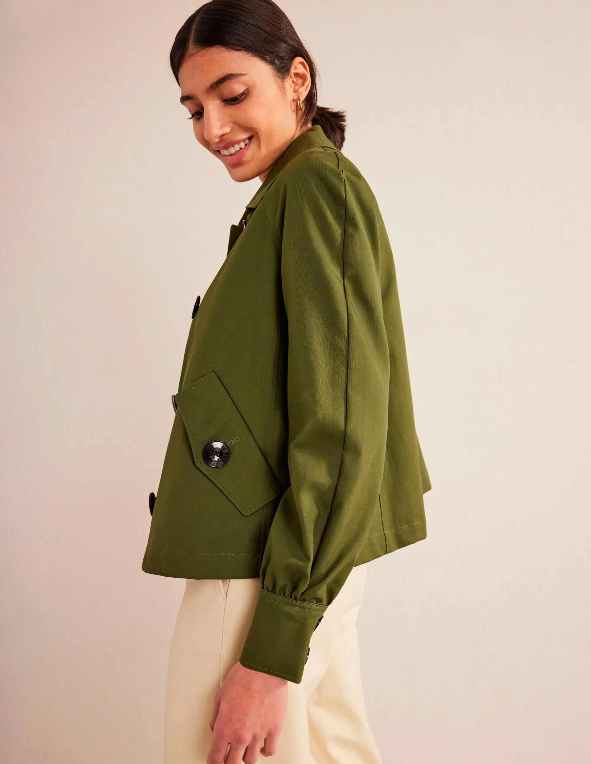 Cotton Trench Jacket-Yew