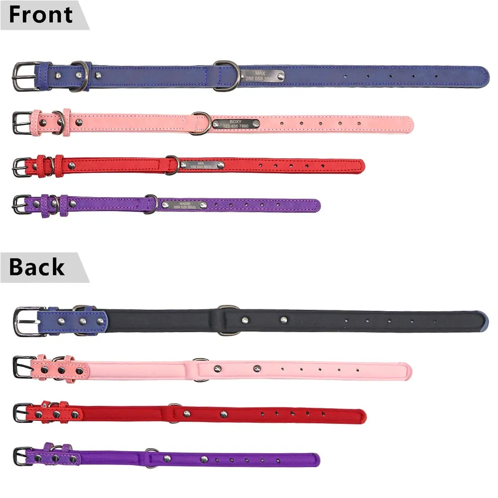 Custom Leather Personalized Small Dogs Collar Engraved