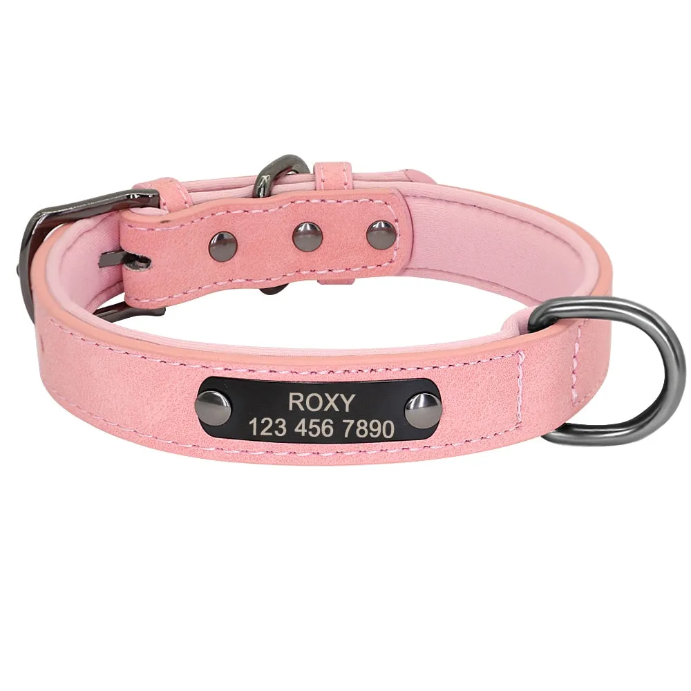 Custom Leather Personalized Small Dogs Collar Engraved