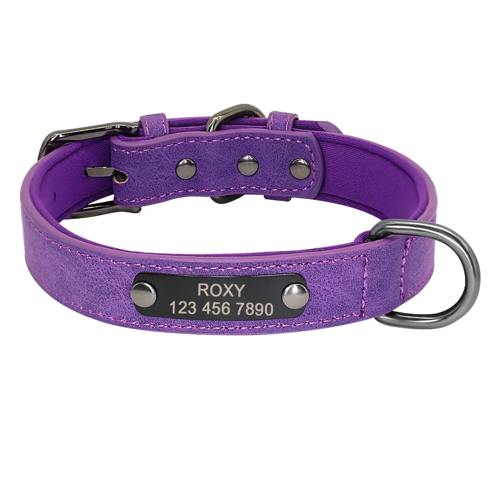 Custom Leather Personalized Small Dogs Collar Engraved