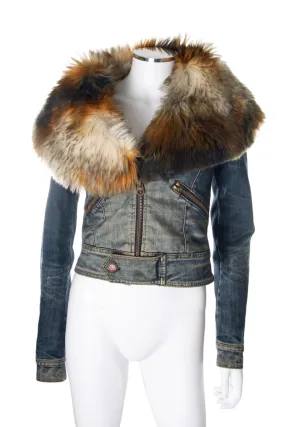 Denim Jacket with Faux Fur Collar