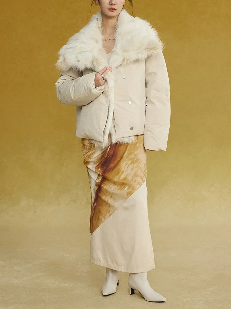 Detachable Fur Collar Short Down Jacket