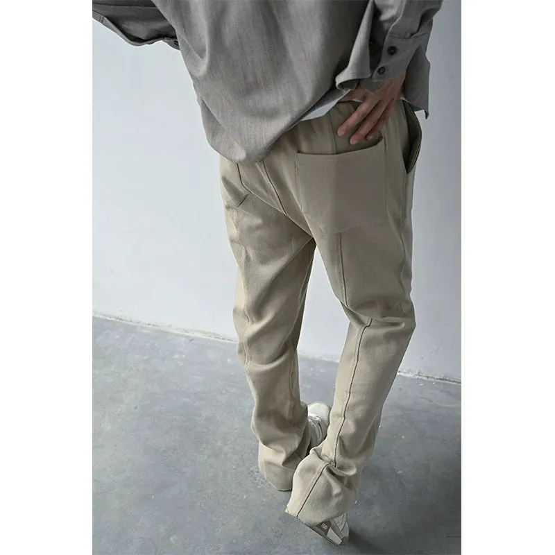Distressed Earth-Tone Straight Sweatpants