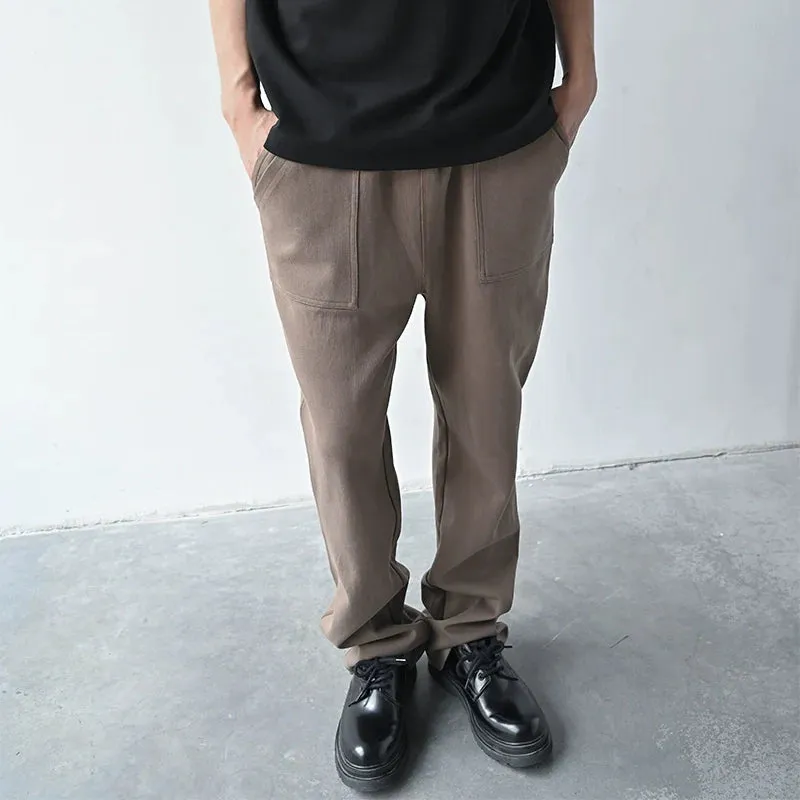Distressed Earth-Tone Straight Sweatpants
