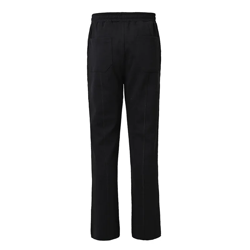 Distressed Earth-Tone Straight Sweatpants