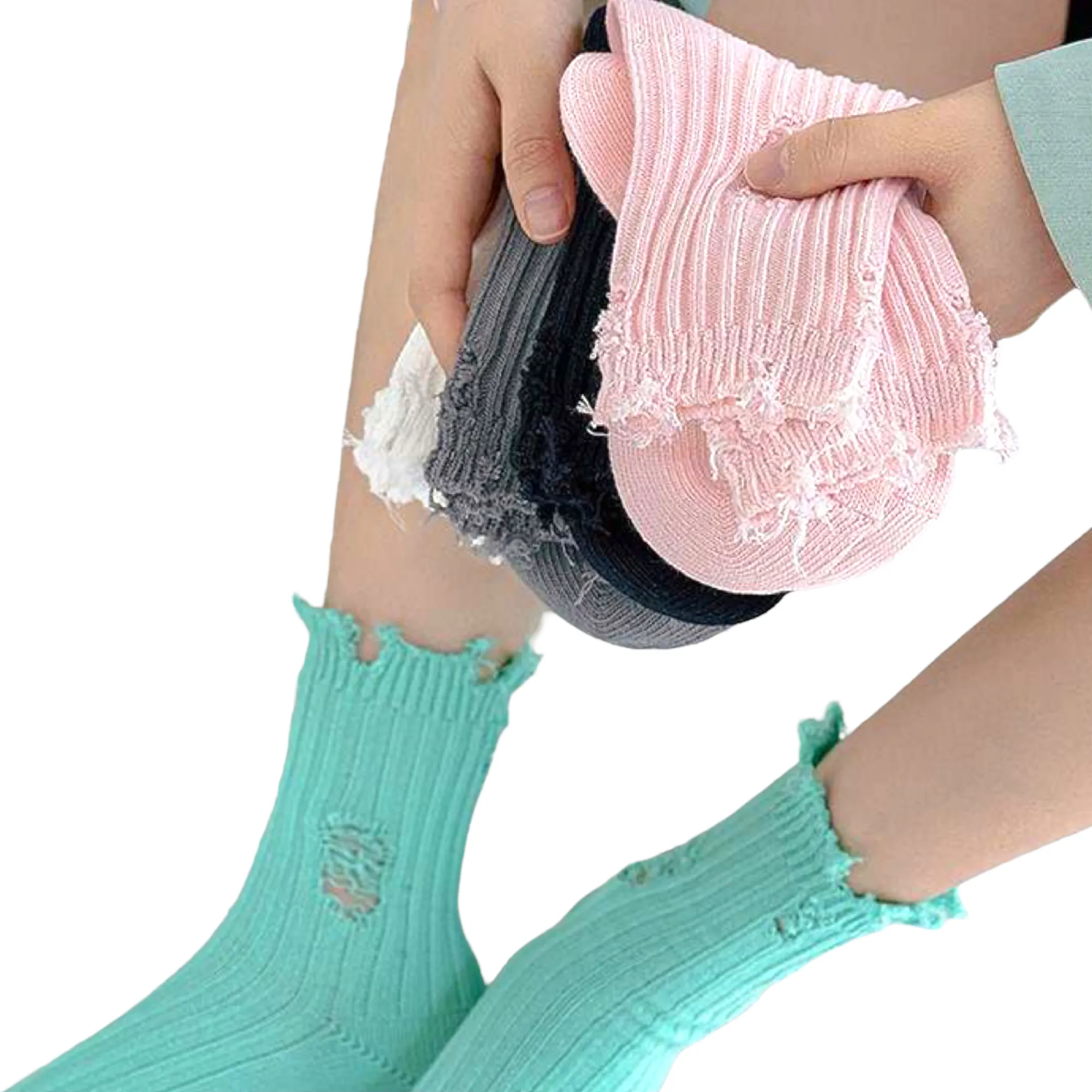 Distressed Ripped Socks