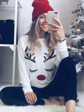 Elk Print Long Sleeve T-Shirt