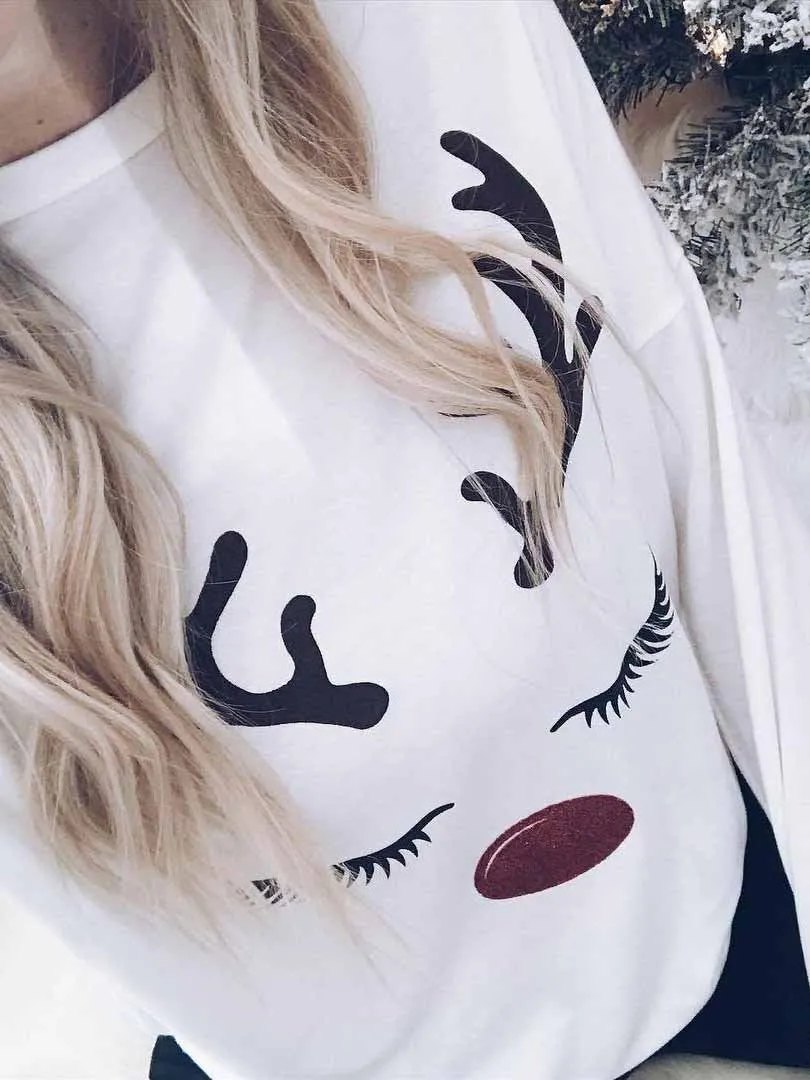Elk Print Long Sleeve T-Shirt