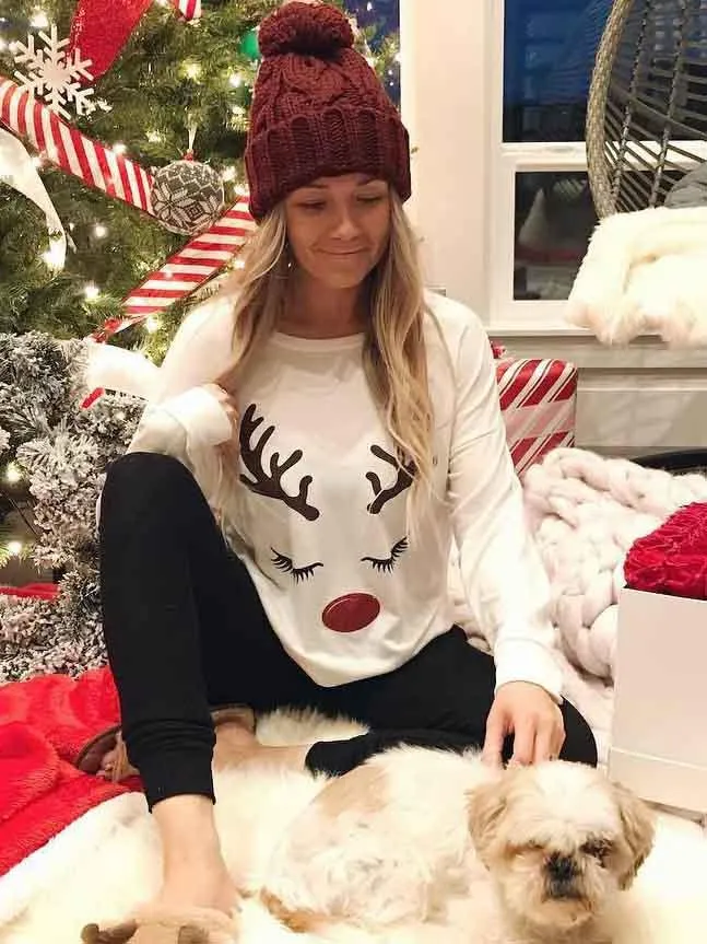 Elk Print Long Sleeve T-Shirt