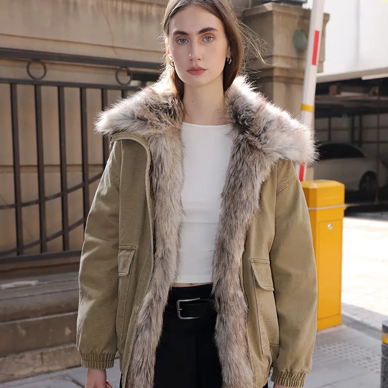 Faux Fur Collar Parka