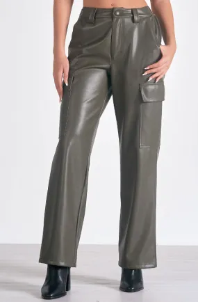 Faux Leather Cargo Pants