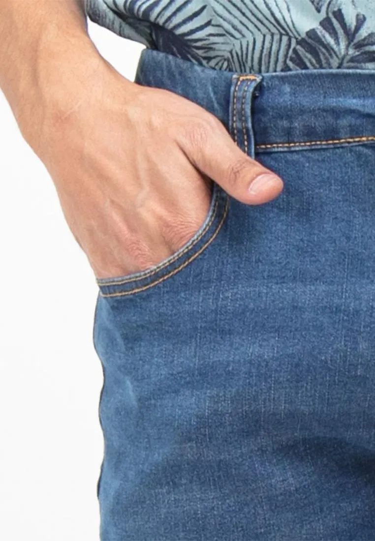 Forest Plus Size Elastic Waist Stretchable Slim Fit Jeans Men Denim Jeans | Seluar Jeans Lelaki Slim Fit - PL610208