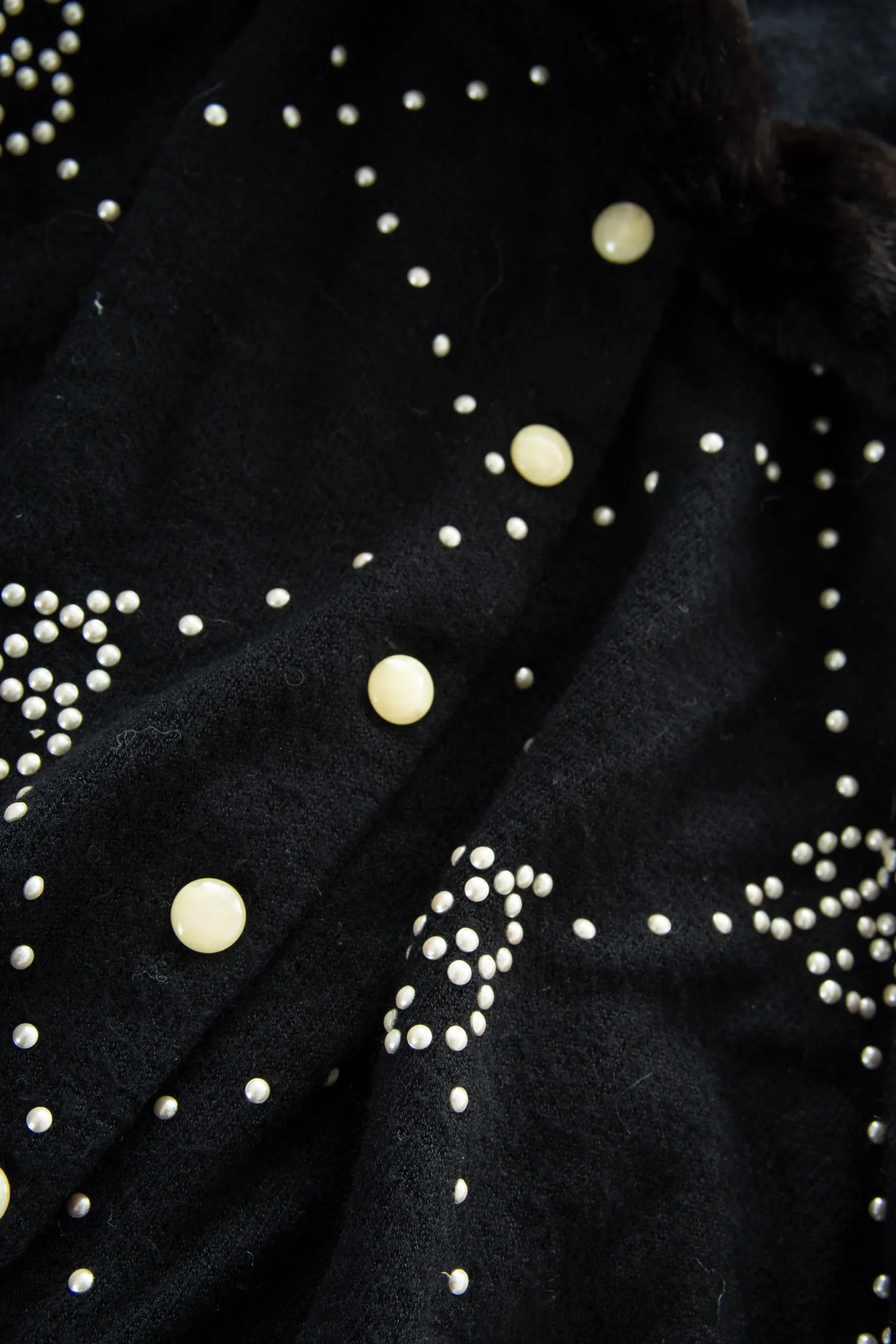 Fur Collar Rhinestone Cardigan