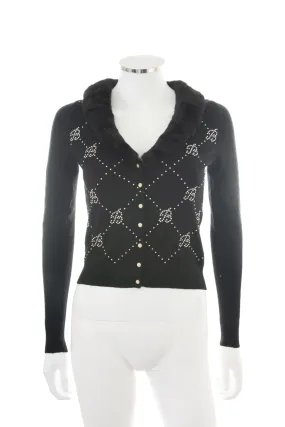 Fur Collar Rhinestone Cardigan