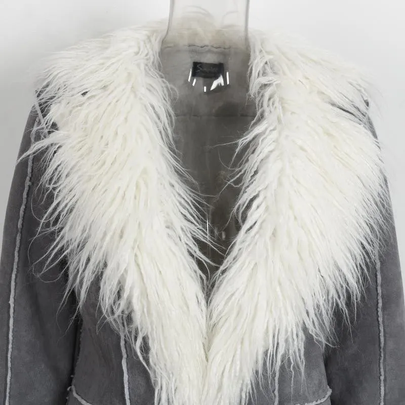 Fur Jacket With Turn-Down Collar