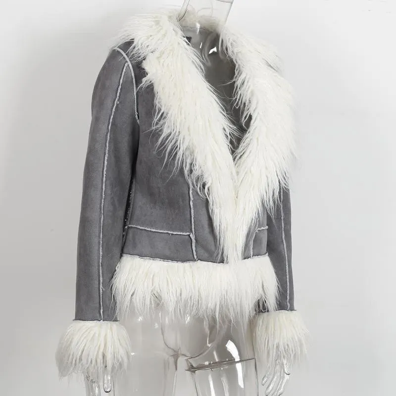 Fur Jacket With Turn-Down Collar
