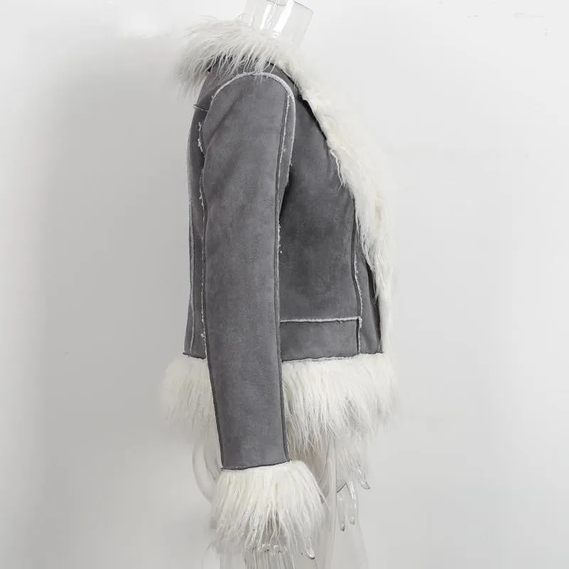 Fur Jacket With Turn-Down Collar